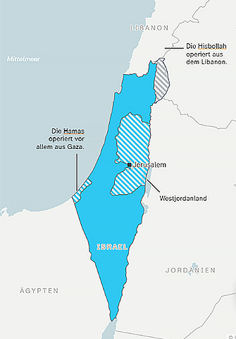 Landkarte von Israel-Gaza-Konflikt